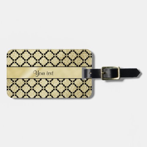 Beautiful Elegant Gold  Black Symetrical Luggage Tag