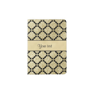 Beautiful Elegant Gold & Black Symetrical Passport Holder