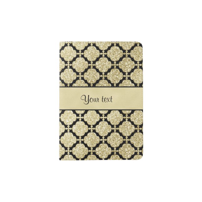 Beautiful Elegant Gold & Black Symetrical Passport Holder (Front)