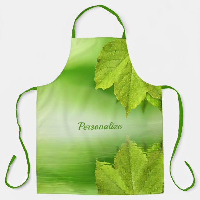 Beautiful & Elegant Green Leaves Landscape Apron (Front)