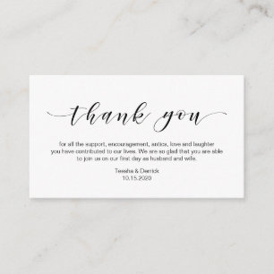 Beautiful Elegant, in Black, Wedding Thank you Enclosure Card