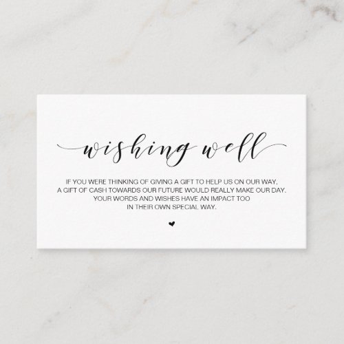 Beautiful Elegant in Black Wedding Wishing Well  Enclosure Card