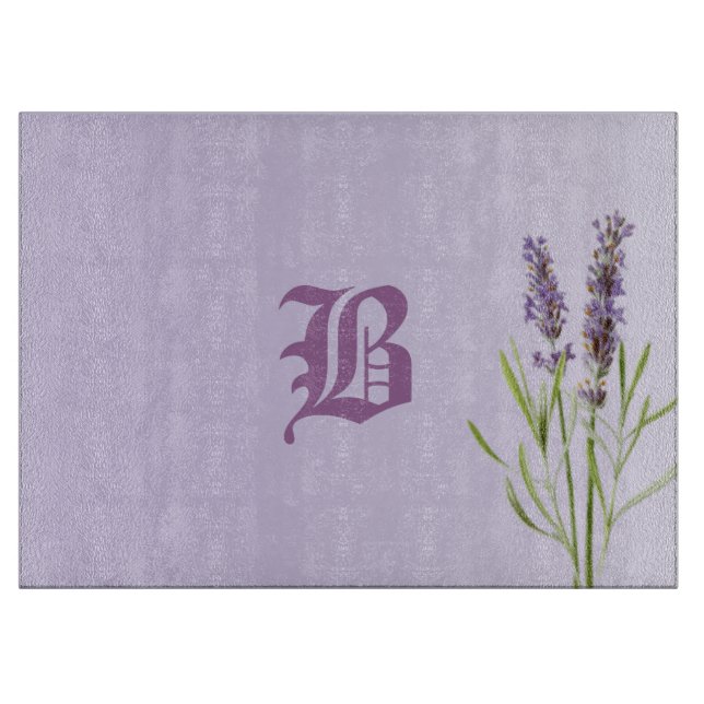 Beautiful elegant Lavender Monogram Cutting Board (Front)