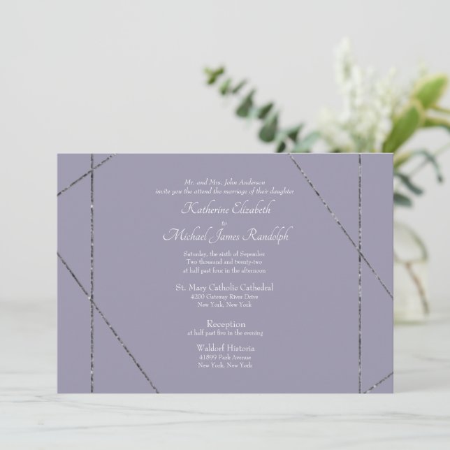 Beautiful Elegant Lavender Photo Wedding II Invitation (Standing Front)