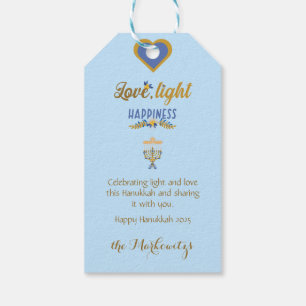 Beautiful Elegant Light Blue Hanukkah Gift Tags