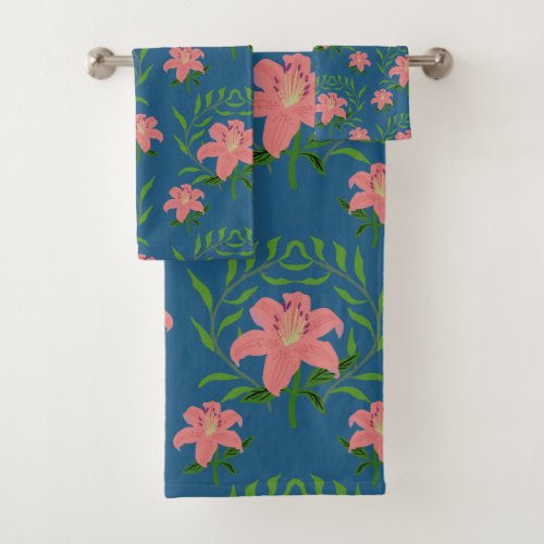 Beautiful  Elegant Lily Flower  Bath Towel Set