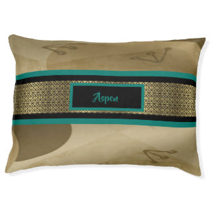 Beautiful Elegant Monogram Turquoise Gold Dog Bed