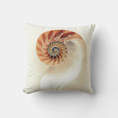 beautiful elegant nautilus shell light throw pillow