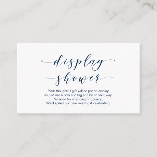 Beautiful Elegant Navy Blue font Display Shower Enclosure Card
