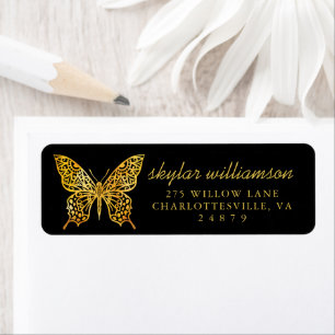 Beautiful Elegant & Ornate Decorative Butterfly Label