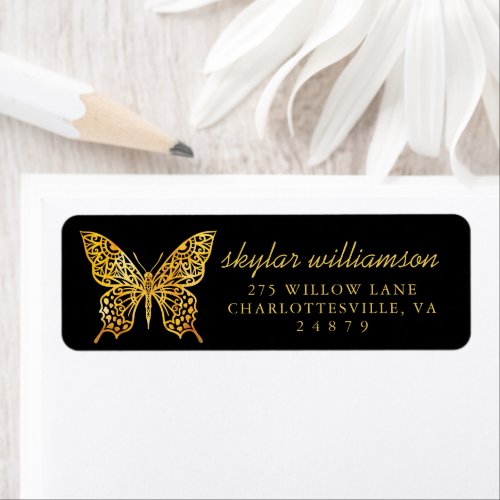 Beautiful Elegant  Ornate Decorative Butterfly Label