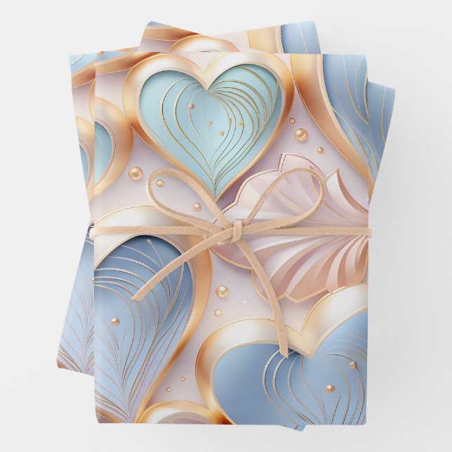 Beautiful Elegant Pastel Hearts  Wrapping Paper Sheets (In situ)