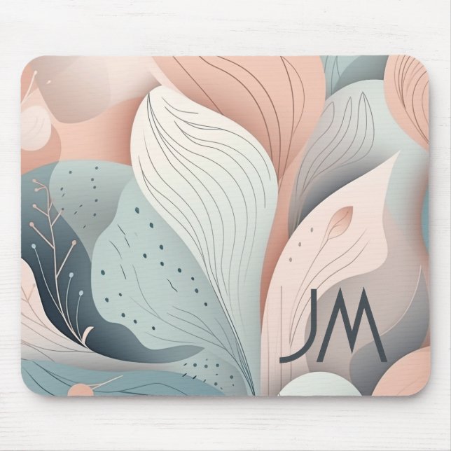 Beautiful elegant pastel leaves design mouse pad (Front)