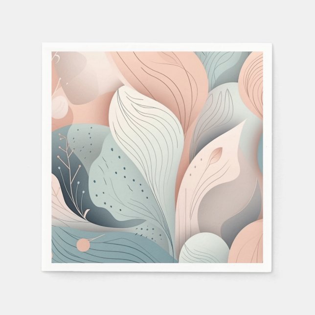 Beautiful elegant pastel leaves design napkins (Front)
