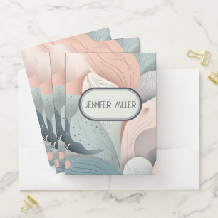 Beautiful elegant pastel leaves design pocket folder