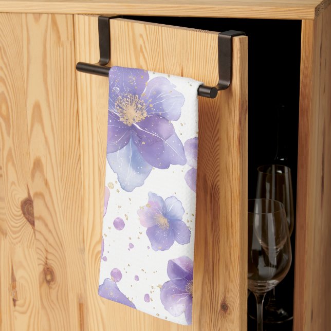 beautiful elegant patten seamless print flower kitchen towel (Thirds Fold)