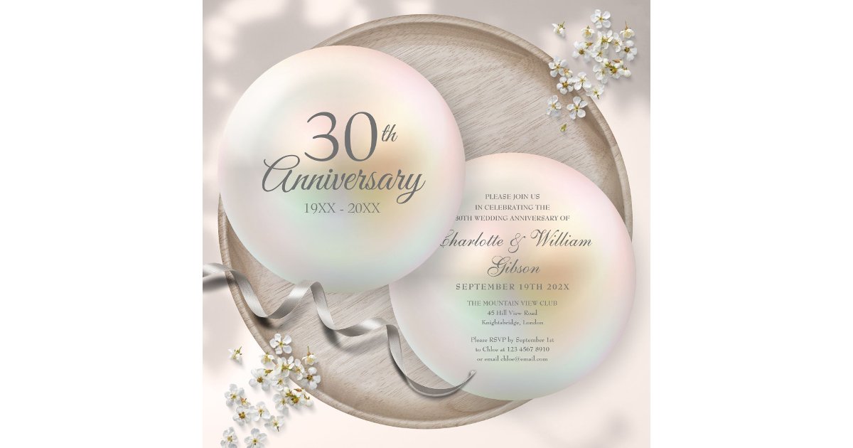 Beautiful Elegant Pearl 30th Wedding Anniversary | Zazzle