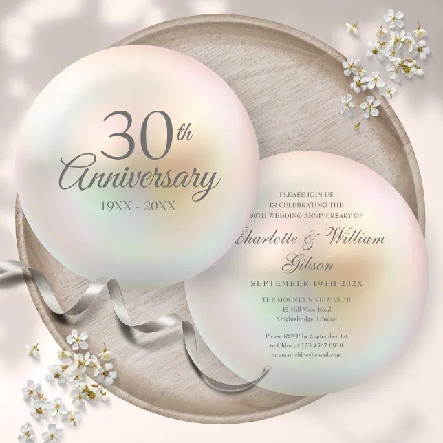 Beautiful Elegant Pearl 30th Wedding Anniversary | Zazzle