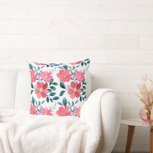 Beautiful Elegant pink flower pattern Throw Pillow