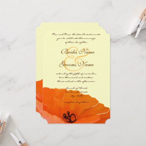 Beautiful Elegant Poppy Wedding Invitation