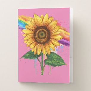 beautiful elegant print with a sunflower pocket folder