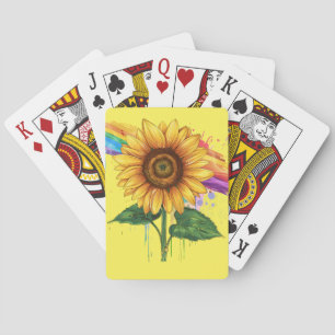 beautiful elegant print with a sunflower poker cards