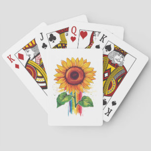 beautiful elegant print with a sunflower poker cards