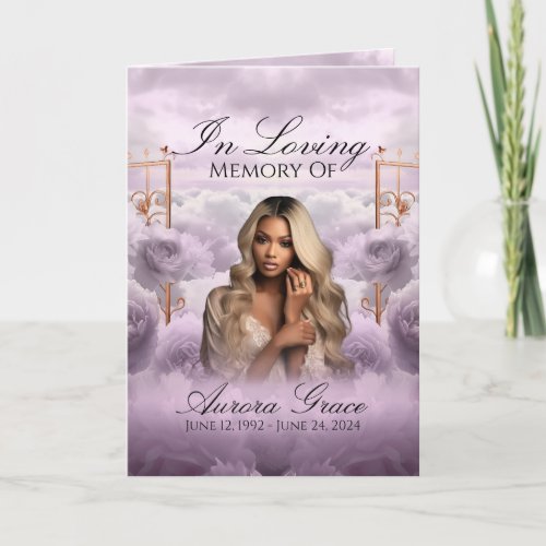 Beautiful Elegant Purple Floral Funeral Programs