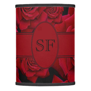 Beautiful & Elegant Red Rose Bloom – Monogram Lamp Shade