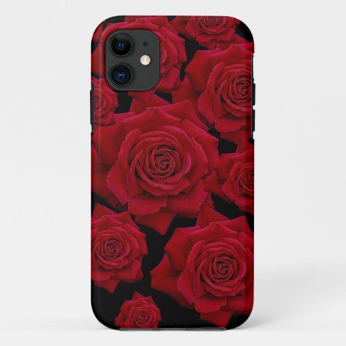 Beautiful  Elegant Red Rose Bloom Pattern iPhone 11 Case