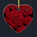 Beautiful & Elegant Red Rose Bloom Pattern Ceramic Ornament<br><div class="desc">Stunning photo art consisting of deep vivid red rose blooms arranged together to form an elegant pattern against a classic black background. The perfect romantic gift for your loved one especially at valentines.</div>