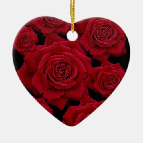 Beautiful  Elegant Red Rose Bloom Pattern Ceramic Ornament