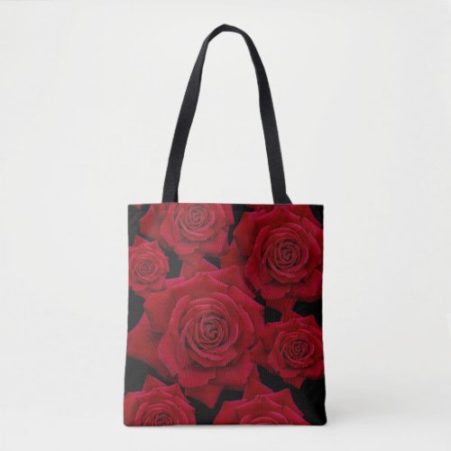 Beautiful  Elegant Red Rose Bloom Pattern Tote Bag