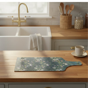 Beautiful Elegant Rustic Wildflowers On Teal Wood Cutting Board