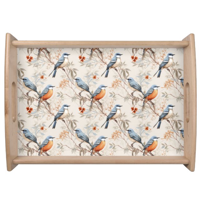 Beautiful Elegant Serving Tray Birds Design (Front)
