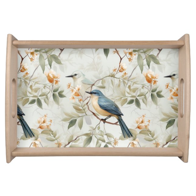 Beautiful Elegant Serving Tray Birds Design (Front)
