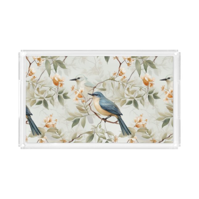 Beautiful Elegant Serving Tray Birds Design (Front)