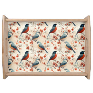 Beautiful Elegant Serving Tray Birds Design