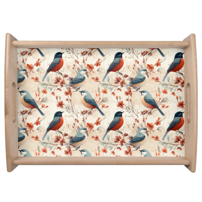 Beautiful Elegant Serving Tray Birds Design (Front)