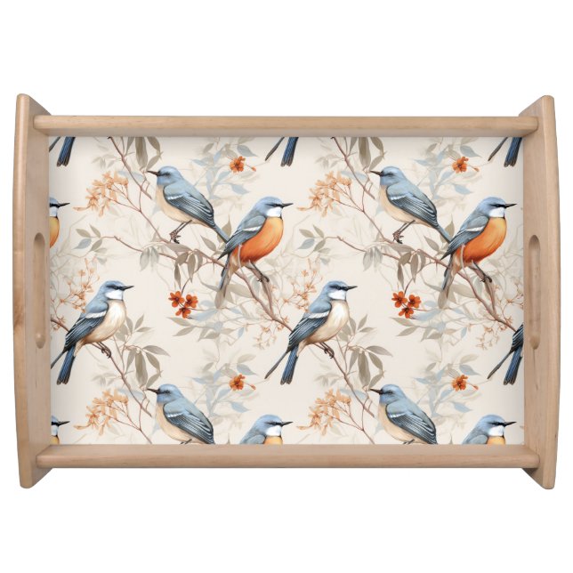 Beautiful Elegant Serving Tray Birds Design (Front)