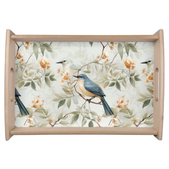 Beautiful Elegant Serving Tray Birds Design (Front)