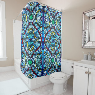 Beautiful Elegant Stained Glass Notre Dame Paris Shower Curtain