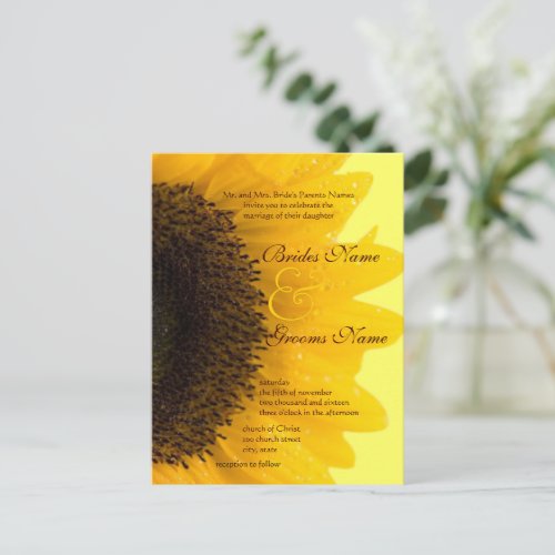 Beautiful Elegant Sunflower Wedding Invitation