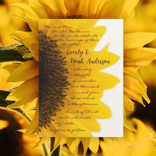 Beautiful Elegant Sunflower Wedding Invitation