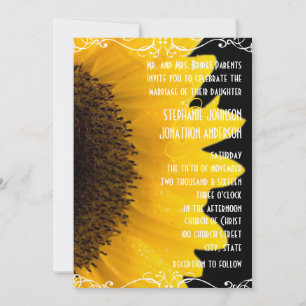 Beautiful Elegant Sunflower Wedding Invitation