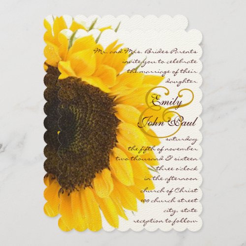 Beautiful Elegant Sunflower Wedding Invitation