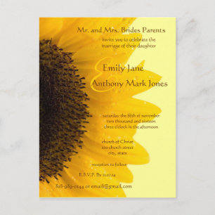 Beautiful Elegant Sunflower Wedding Invitation Postcard
