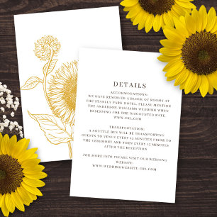 Beautiful Elegant Sunflowers Fall Wedding  Enclosure Card