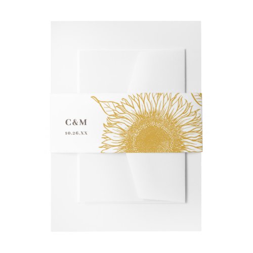 Beautiful  Elegant Sunflowers Fall Wedding  Invitation Belly Band