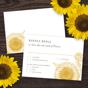 Beautiful Elegant Sunflowers Fall Wedding Reply  RSVP Card